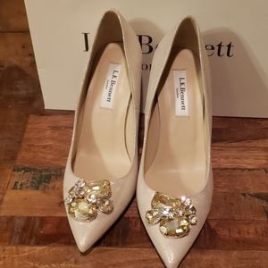 L.K. Bennett heel pumps size 37.5 shimmery cream